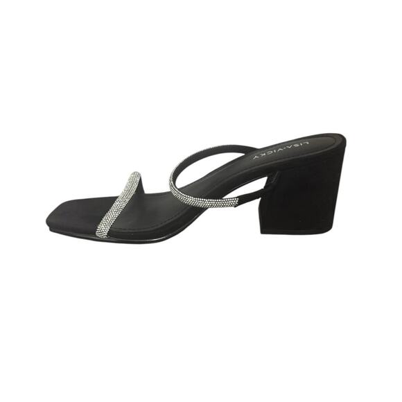 NIB! Lisa Vicky Mood Pavé Crystal Block Heel Slide Glitzy Sandal - Size 7.5 - Picture 5 of 10